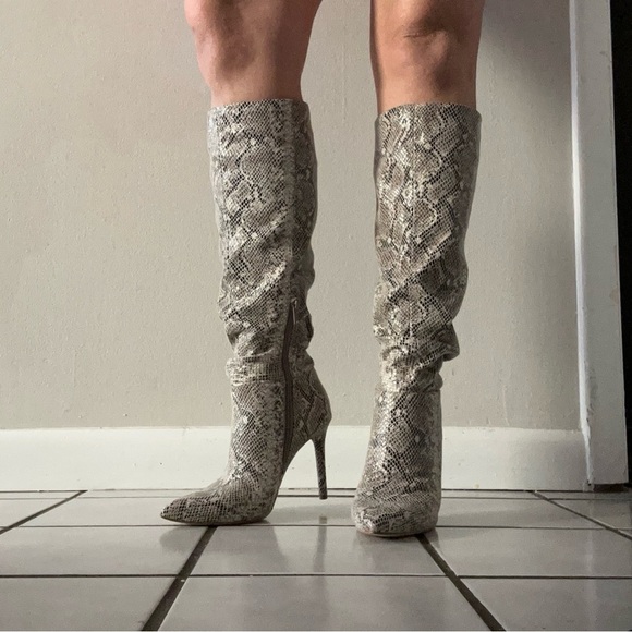 Snake Print Tall heeled Boots size 6.5 - Picture 1 of 9